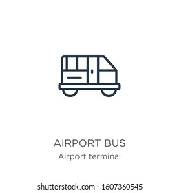Airport bus icon. Thin linear airport bus outline icon isolated on white background from airport terminal collection. Line vector sign, symbol for web and mobile