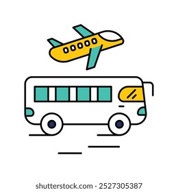 Airport Bus icon with white background vector stock illustration