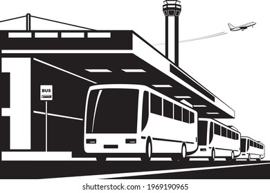 Airport bus transfer – vector illustration