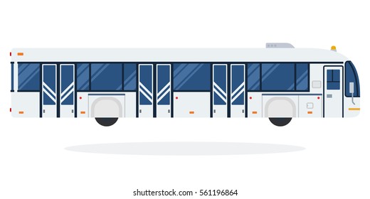 Airport bus vector flat material design object. Isolated illustration on white background.