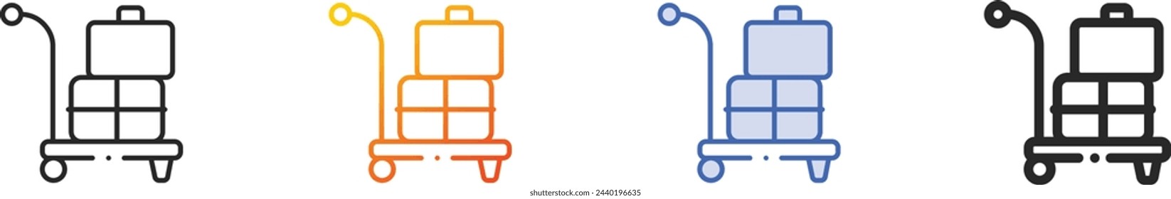 airport cart icon.Thin Linear, Gradient, Blue Stroke and bold Style Design Isolated On White Background
