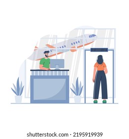 Airport check in counter illustration Concept