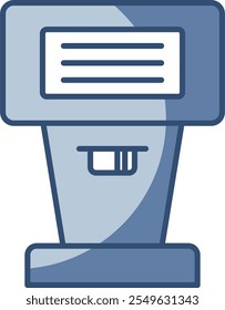 airport check-in terminal icon, self service machine symbol, transparent background. replaceable blue color design