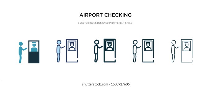 airport checking icon in different style vector illustration. two colored and black airport checking vector icons designed in filled, outline, line and stroke style can be used for web, mobile, ui