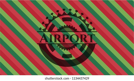 Airport christmas colors style badge.