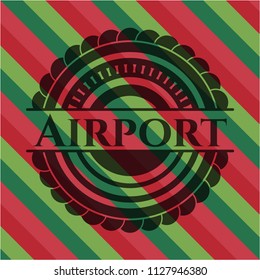 Airport christmas colors style emblem.