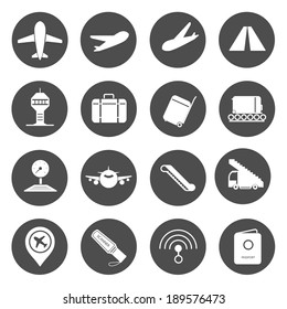 Airport Circle Icons set