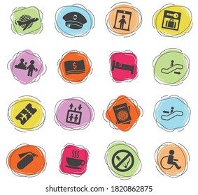 Airport color vector icons for web and user interface