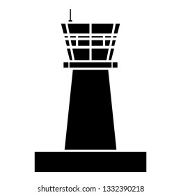 Airport control tower Control tower air traffic icon black color vector illustration flat style simple image