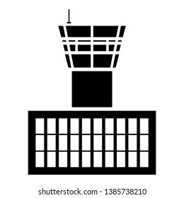 Airport control tower Airport Building Flight control tower icon black color vector illustration flat style simple image