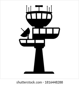 Airport Control Tower Icon, Atc Tower Icon Vector Art Illustration