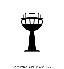 Airport Control Tower Icon, Atc Tower Icon Vector Art Illustration