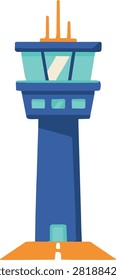 Airport control tower icon for aviation and airport service design
