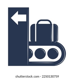 airport conveyor with bag icon isolated
