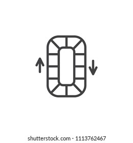 Airport Conveyor Belt Outline Icon. Linear Style Sign For Mobile Concept And Web Design. Baggage Carousel Top View Simple Line Vector Icon. Symbol, Logo Illustration. Pixel Perfect Vector Graphics