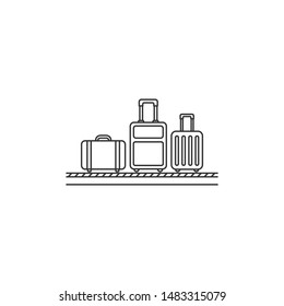 Airport conveyor belt with passenger luggage bags flat. line icon - Vector. isolated on white background illustration editable stroke