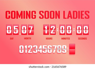 Airport countdown timer. Vector analog clock counter. Black flip panel with white time. Timer for the presentation of an event or sale. Vector flat illustration.