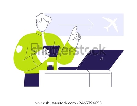 Airport customs abstract concept vector illustration. Airport worker with passport checks passenger identification, airway transportation, commercial transport, passport control abstract metaphor.