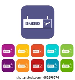 Airport departure sign icons set