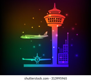Airport design,rainbow concept,clean vector