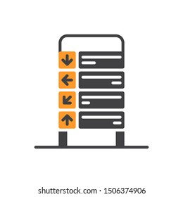 Airport direction signs flat icon, vector sign, signboard with direction arrows colorful pictogram isolated on white. Symbol, logo illustration. Flat style design