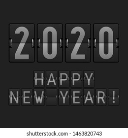 Airport Display Font. 2020 Big Numbers. Happy New Year 2020 Background, Template. Christmas Greeting Card. Vector Illustration.