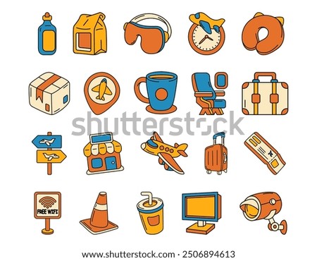 Airport Doodle Illustration Element Set