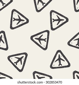 airport doodle seamless pattern background