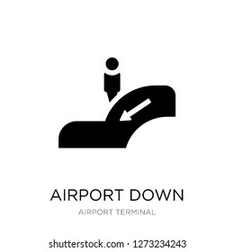 airport down stairs icon vector on white background, airport down stairs trendy filled icons from Airport terminal collection, airport down stairs simple element illustration