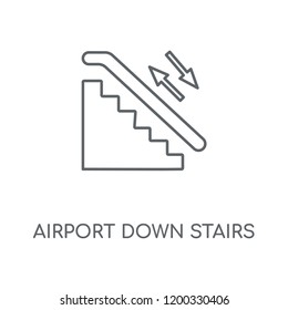 Airport Down Stairs linear icon. Airport Down Stairs concept stroke symbol design. Thin graphic elements vector illustration, outline pattern on a white background, eps 10.