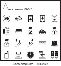 Airport Element Graph Icon Set.Pack 3.Mono pack.Graphic vector logo set