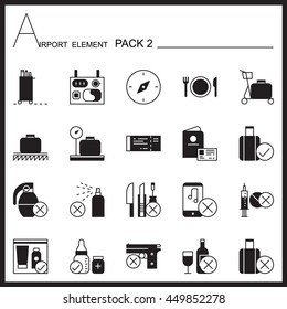 Airport Element Line Icon Set 2.Mono pack.Graphic vector logo set