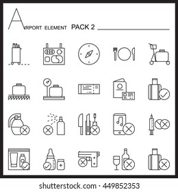 Airport Element Line Icon Set 2.Mono pack.Graphic vector logo set.Pictogram design.
