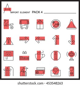 Airport Element Line Icon Set 4.Color pack.Graphic vector logo set..