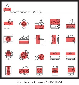 Airport Element Line Icon Set 5.Color pack.Graphic vector logo set.