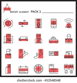 Airport Element Line Icon Set.Pack 3.Color pack.Graphic vector logo set