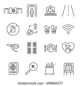 Airport Element Line Icons. Graphic vector logo setnwith editable stroke