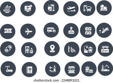  Airport Elements Related Vector Icons vector design
