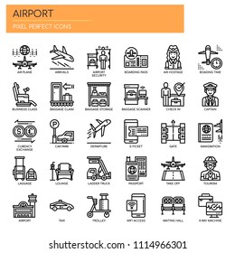 Airport Elements , Thin Line and Pixel Perfect Icons