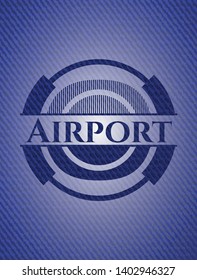 Airport emblem with jean texture. Vector Illustration. Detailed.