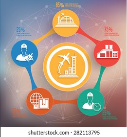 Airport and engineering design on blur background,info graphic design,clean vector