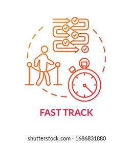 Airport Fast Track Concept Icon. Airline VIP Pass, Flight Luxury Class Benefit Idea Thin Line Illustration. Passport Control, Short Trip. Vector Isolated Outline RGB Color Drawing