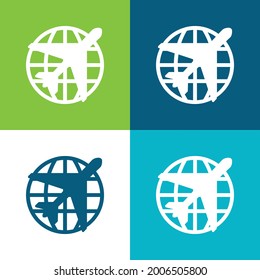 Airport Flat four color minimal icon set