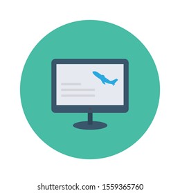 Airport flat icons for monitor  & flight 