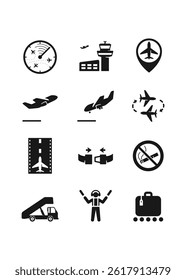 Airport Flat Icons stock illustration