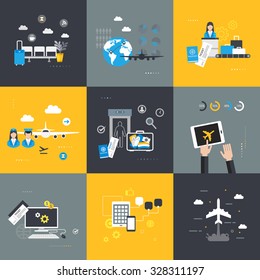 Airport flat templates vector