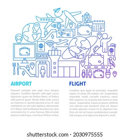 Airport Flight Line Template. Vector Illustration of Outline Design.