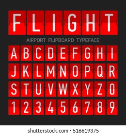 Airport flipboard flat style font, mechanical display typeface, letters and numbers.