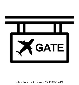 Airport Gate Sign Board Icon In Trendy Outline Style Design. Vector Illustration Isolated On White Background.