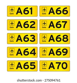 Airport Gate Sign Vector Set